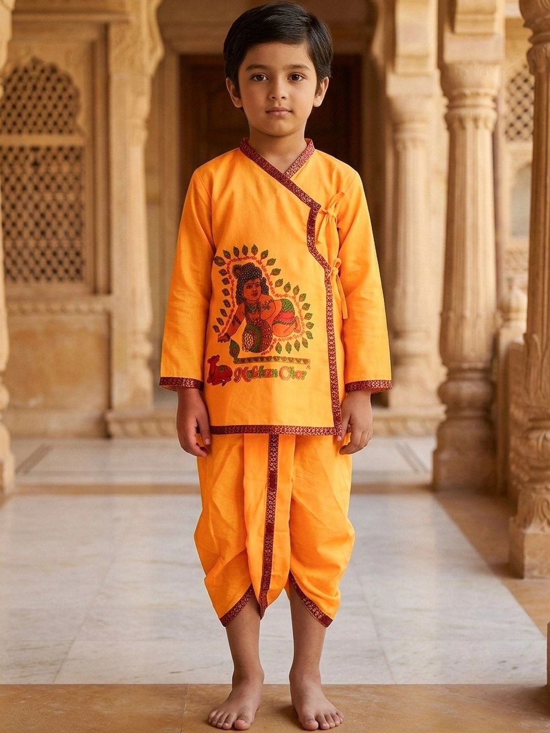 Exotic India Unisex Kids Printed Dhoti Pants-picture-41