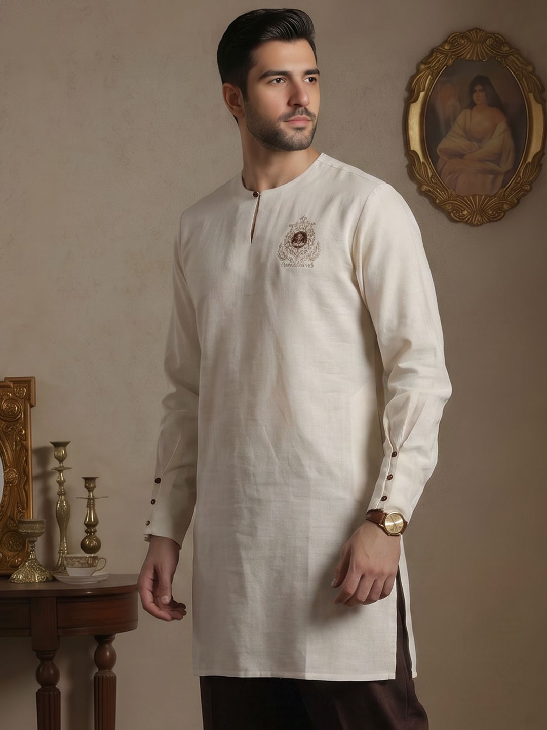 House of Pataudi Thread Work Regular Kurta-picture-25