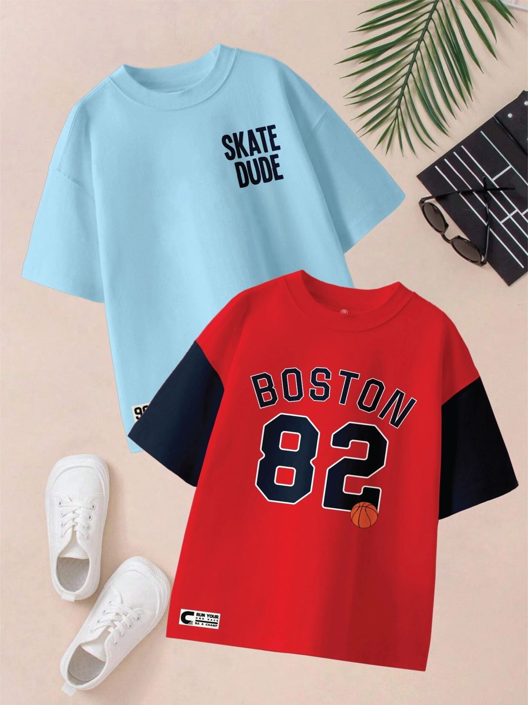 Pixel Punk Boys Pack of 2 Typography Printed Pure Cotton T-shirts-picture-15