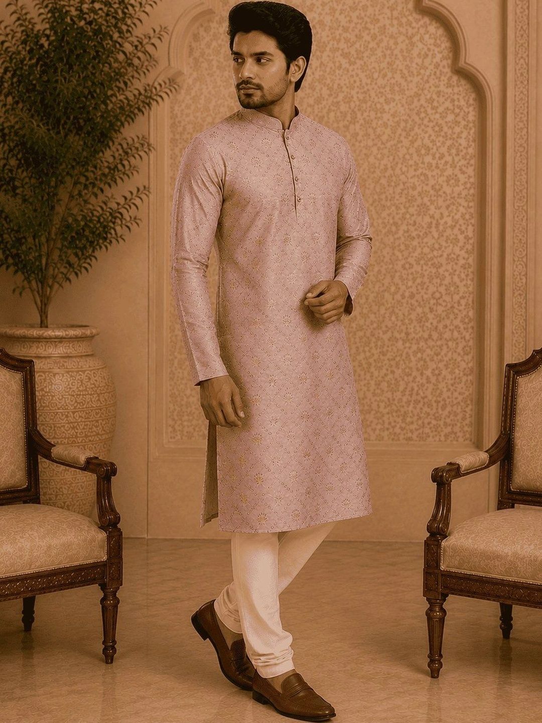 Anouk Men Ethnic Motifs Embroidered Regular Thread Work Kurta with Churidar-picture-22