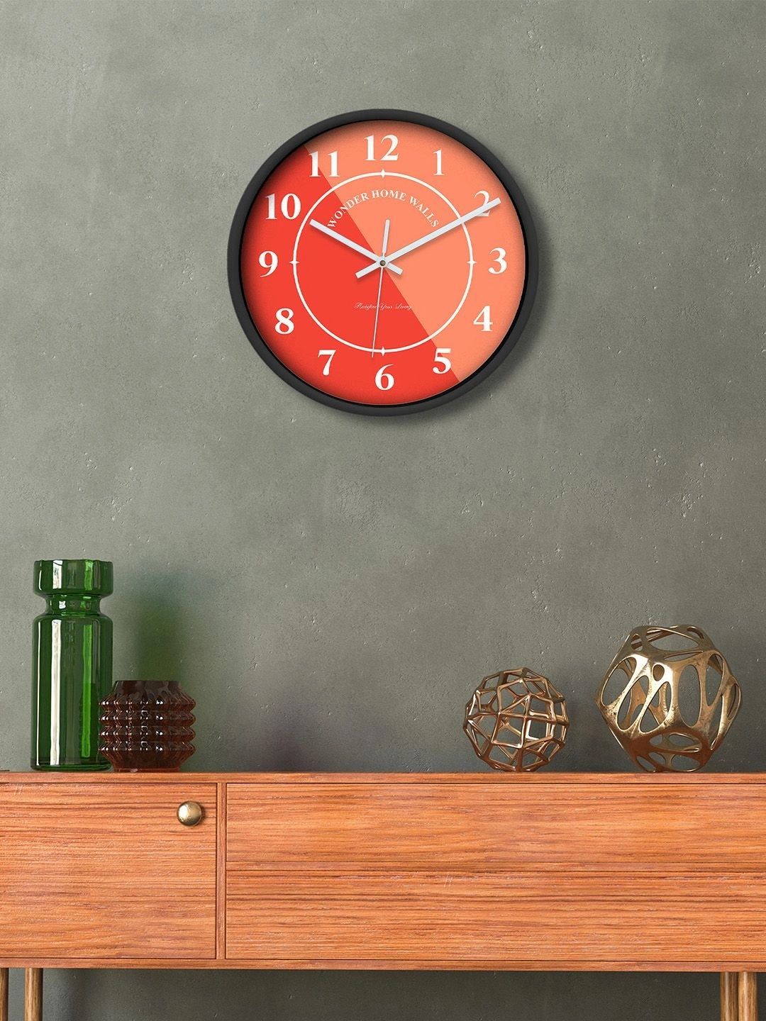 Wonder Home Walls Red Colourblocked Contemporary Wall Clock-picture-57