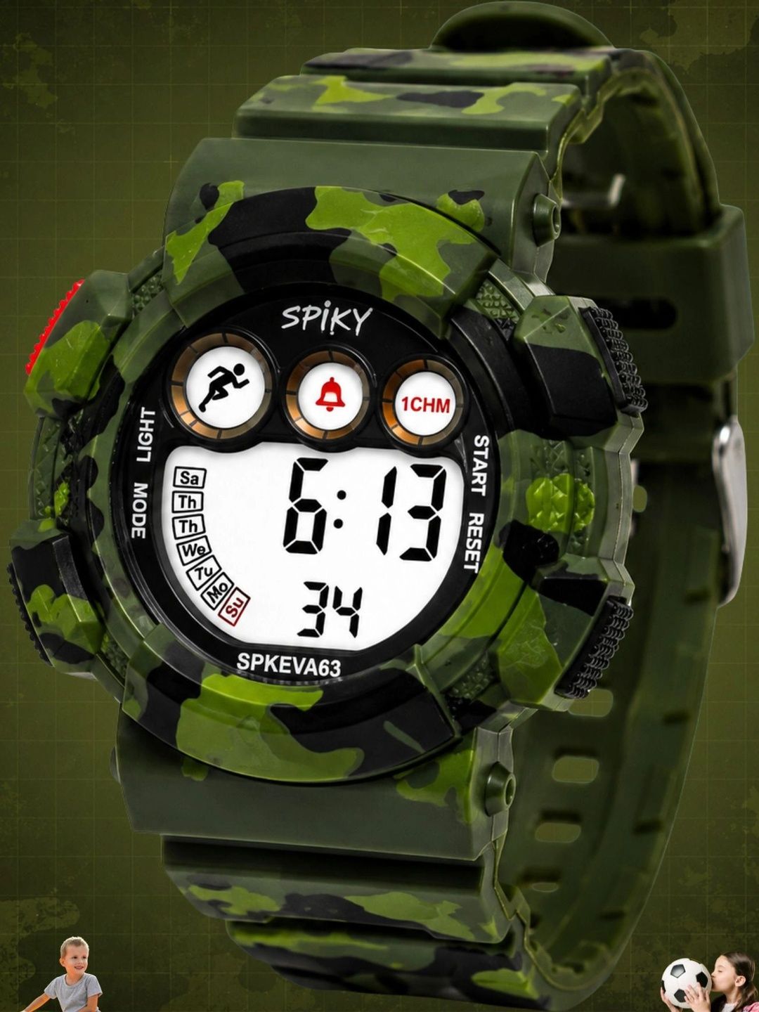 Spiky Unisex Kids Dial & Straps Digital Multi Function Watch SPKEVA63_C1_GRN-picture-56