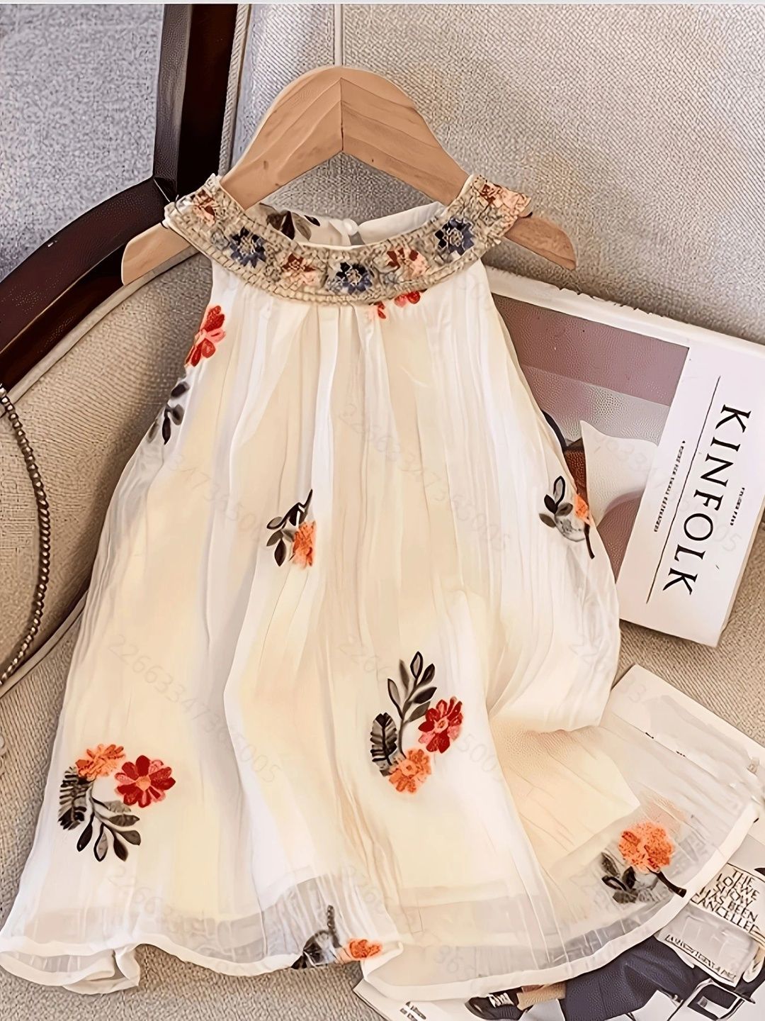 Katalyn Floral Embroidered Chiffon A-Line Dress-picture-14