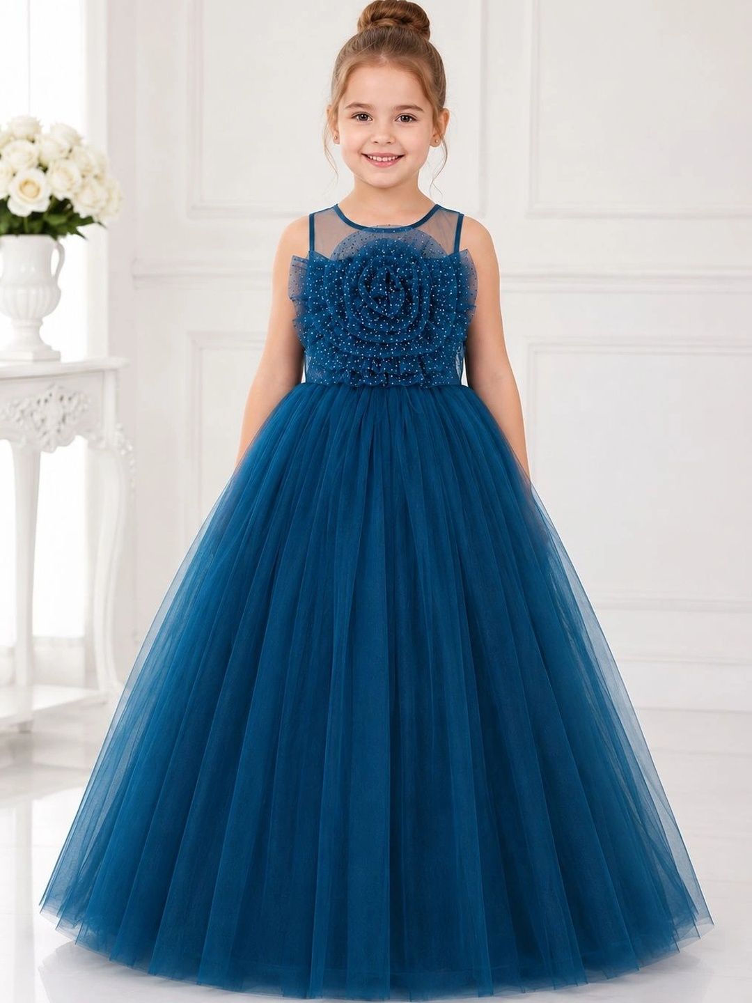 Toy Balloon kids Embellished Ruffled Net Maxi Dress-picture-34