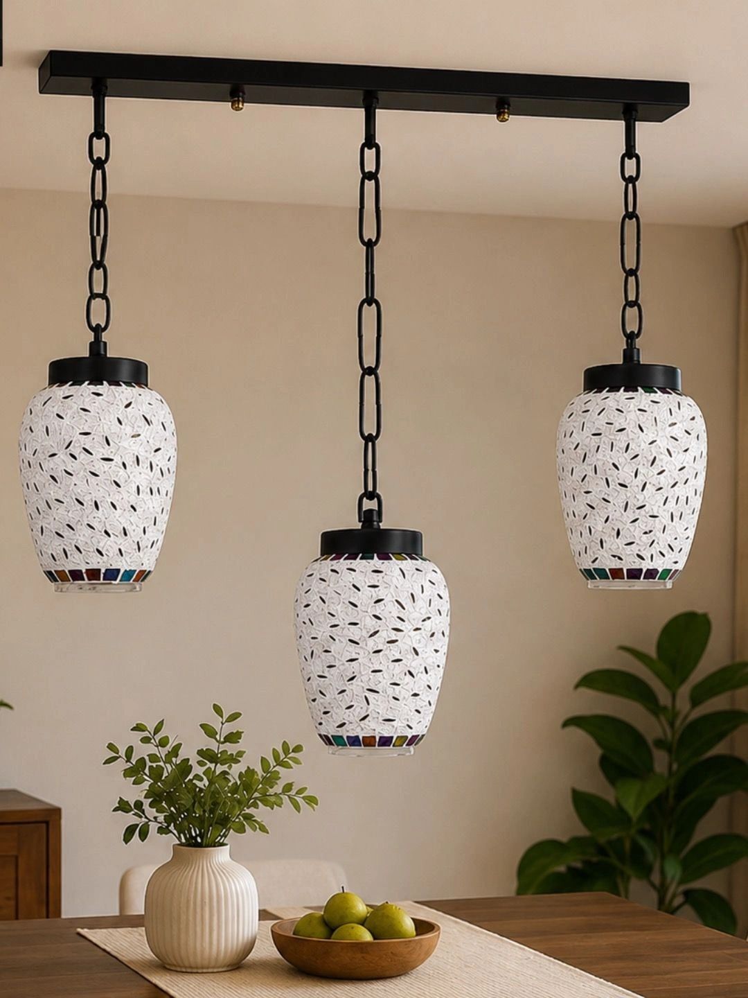 Myntra Elegant Homes Multicoloured Textured Glass Ceiling Lamp-picture-47