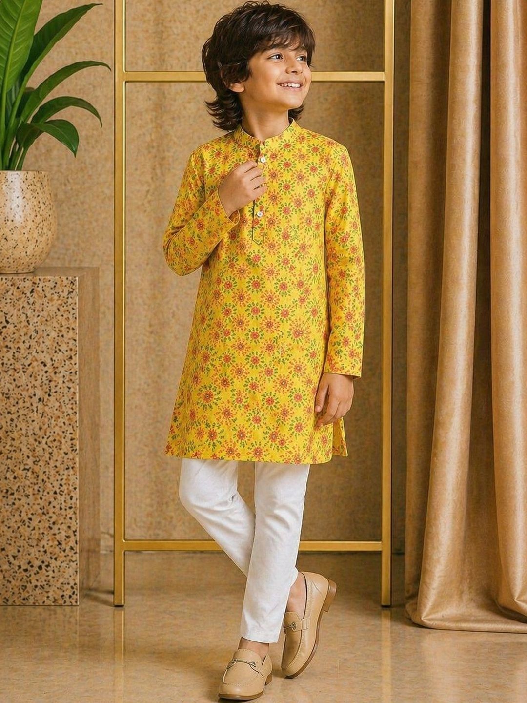 KALINI Boys Floral Printed Regular Kurta with Trousers-picture-40