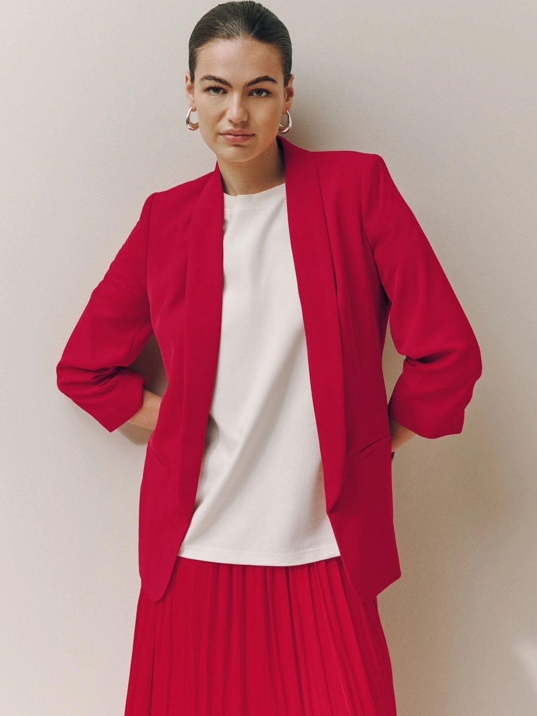 NEXT Shawl Collar Open Front Casual Blazers-image-31