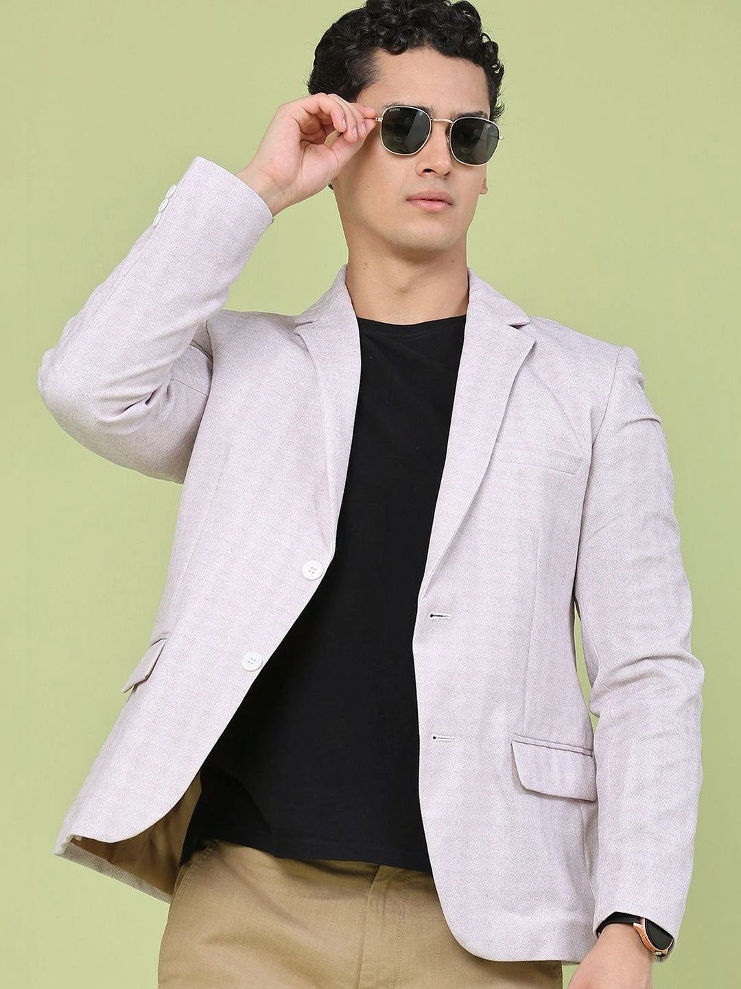 V-Mart Printed Notched Lapel Single-Breasted Formal Blazers-picture-14