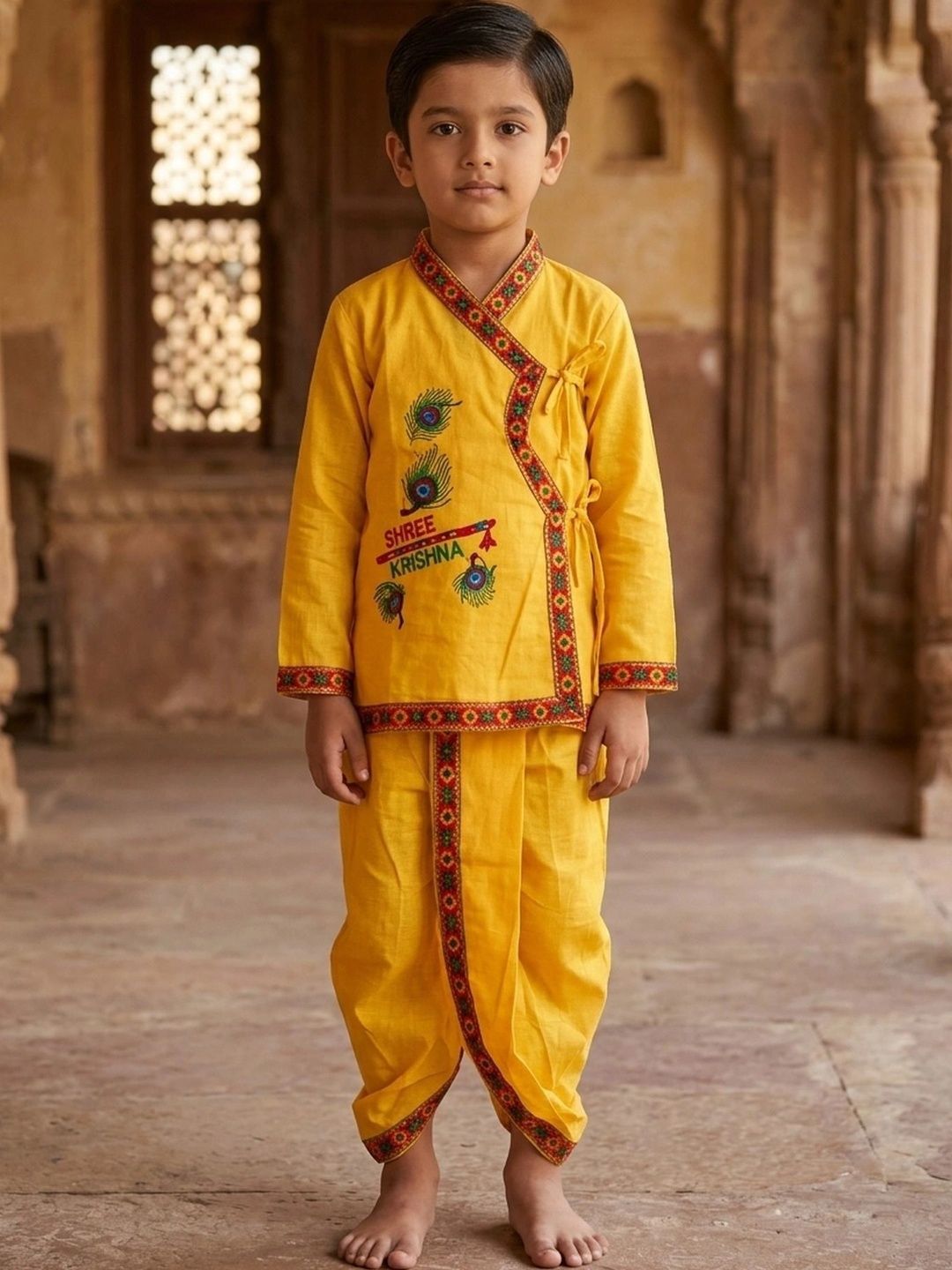 Exotic India Traditional Bal Gopal Dhoti Kurta Dress Set-picture-23