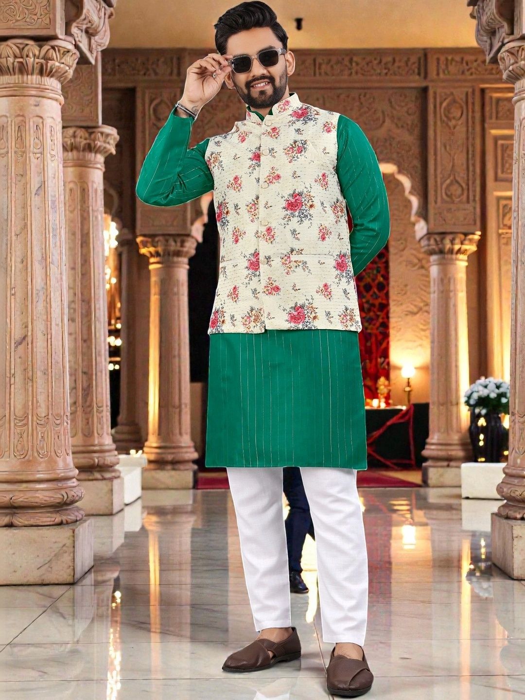 WELL TEX Men Striped Regular Pure Cotton Kurta with Trousers-picture-41