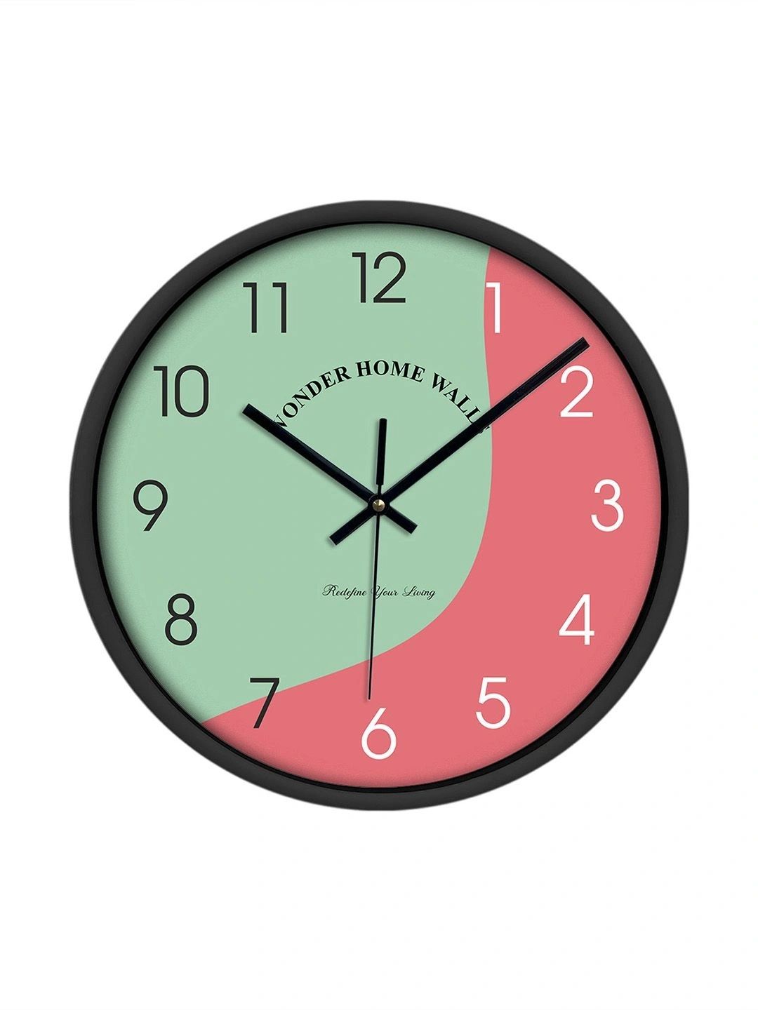 Wonder Home Walls Sea Green & Pink Colourblocked Contemporary Wall Clock-picture-26
