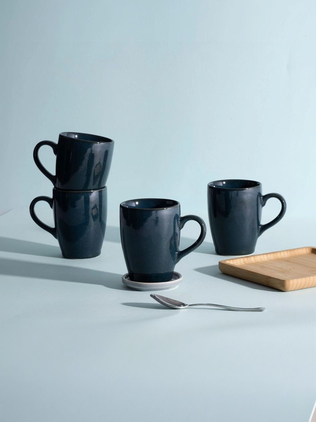 wakefit Blue Crafted Ceramics Solid Ceramic Glossy Mugs Set of Cups and Mugs-image-45
