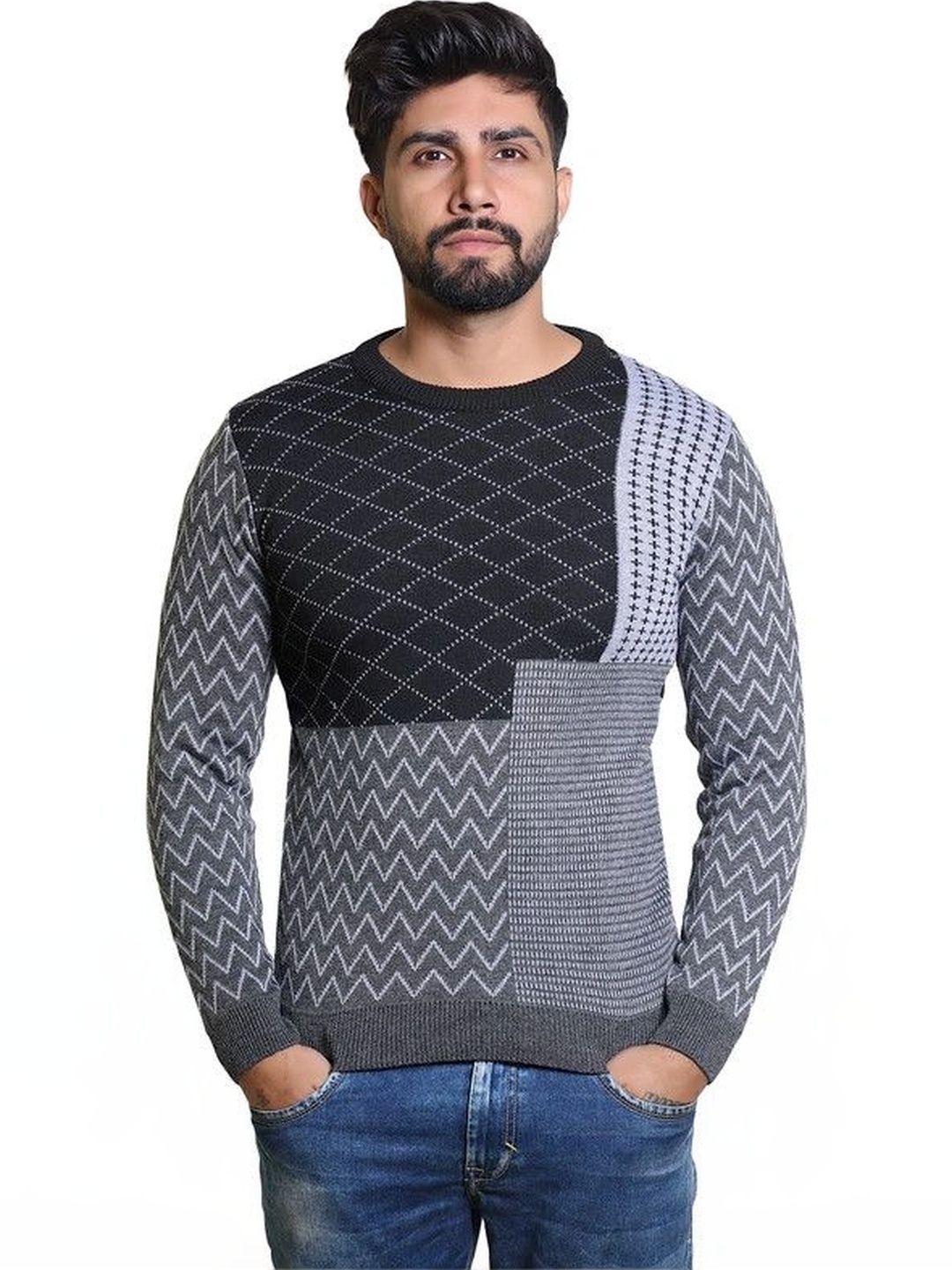 Grand Line Men Colourblocked Pullover-picture-37