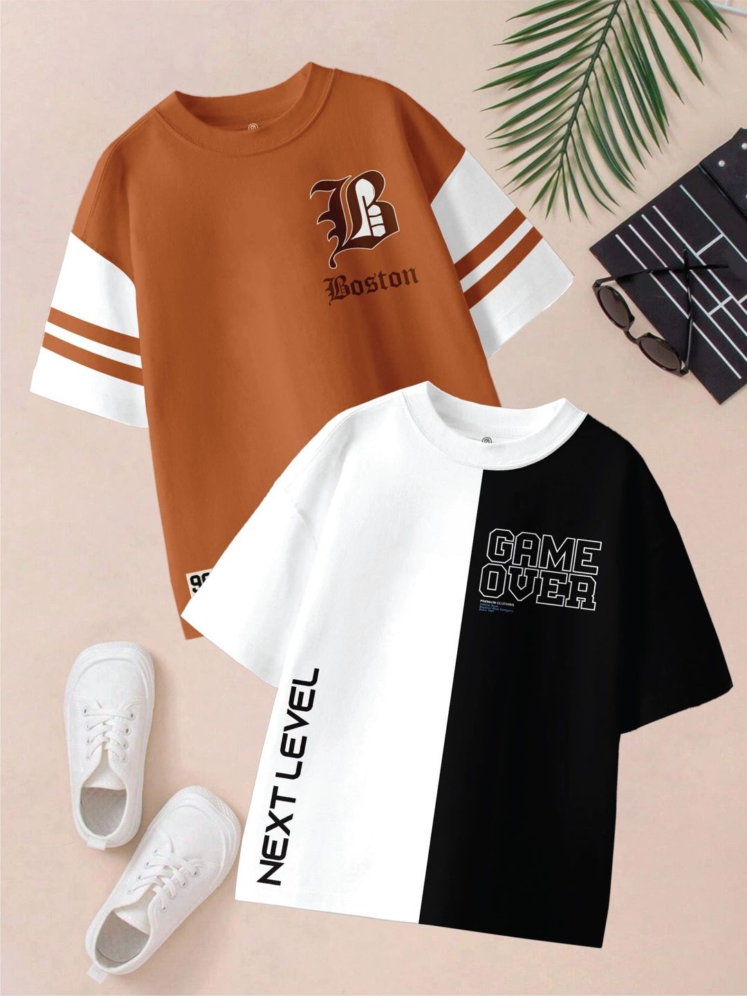 Pixel Punk Pack Of 2 Boys Typography Boston Celtics Colourblocked Pure Cotton T-shirt-picture-17