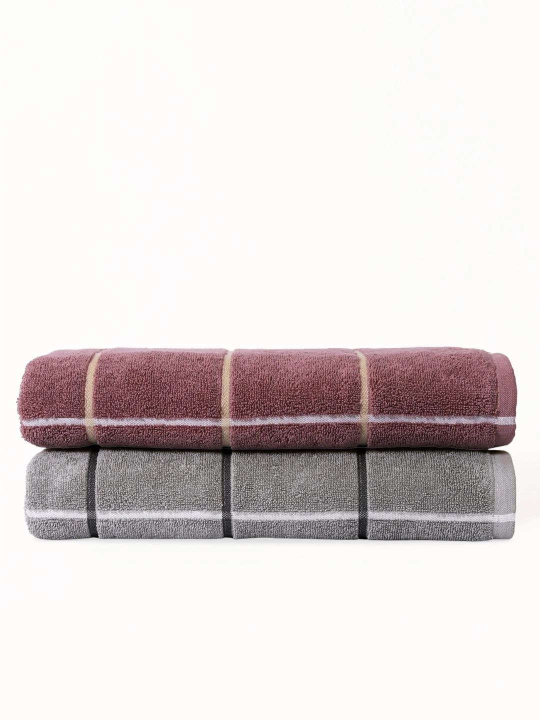 RANGOLI Rose Gold & Grey 2 Cotton 550 GSM Bath Towel-image-32