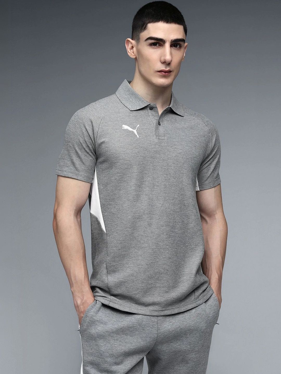 Puma Men Brand Logo Polo Collar Slim Fit T-shirt-image-29