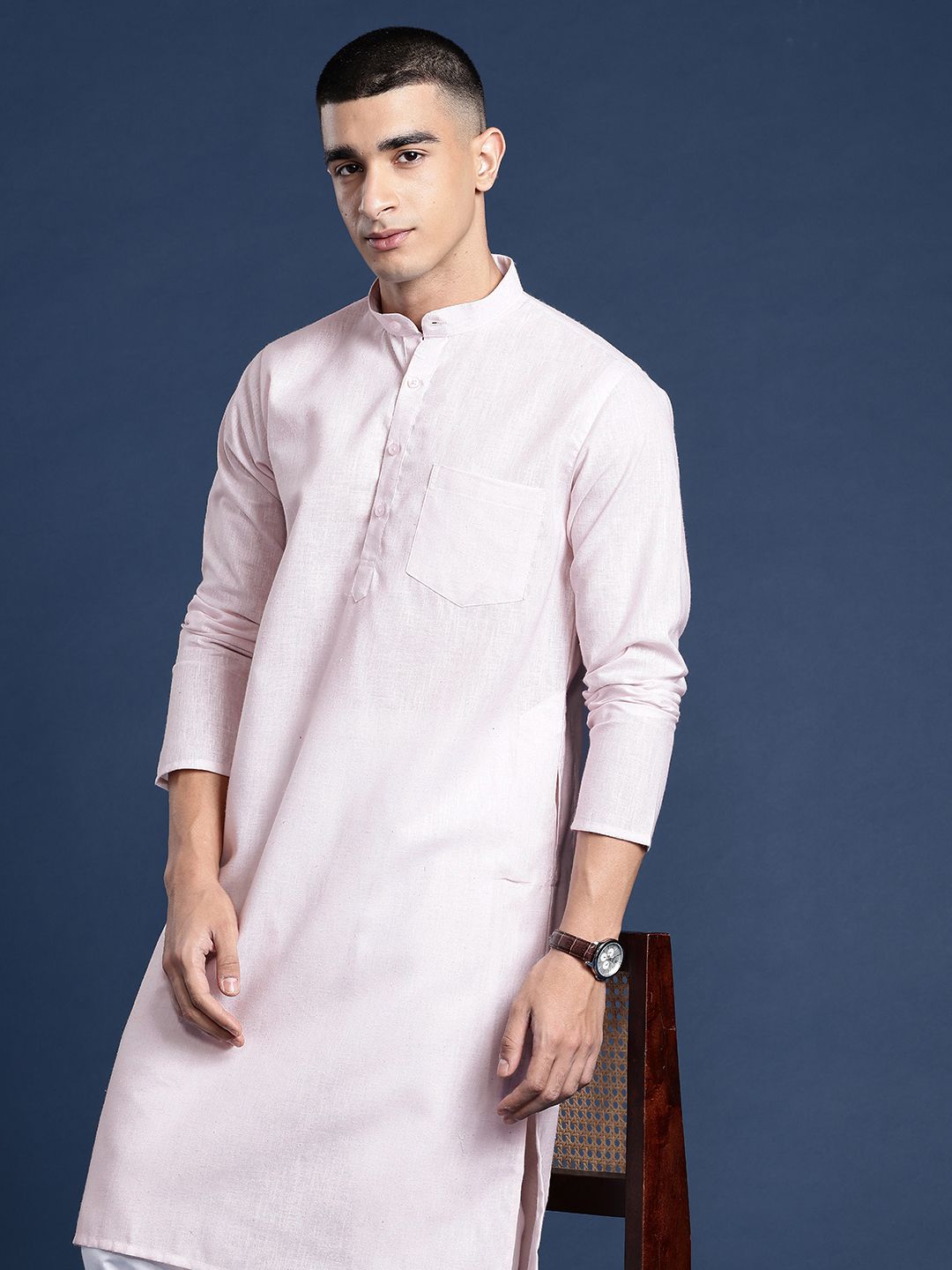 DIVISIVE Band Collar Straight Kurta-picture-18