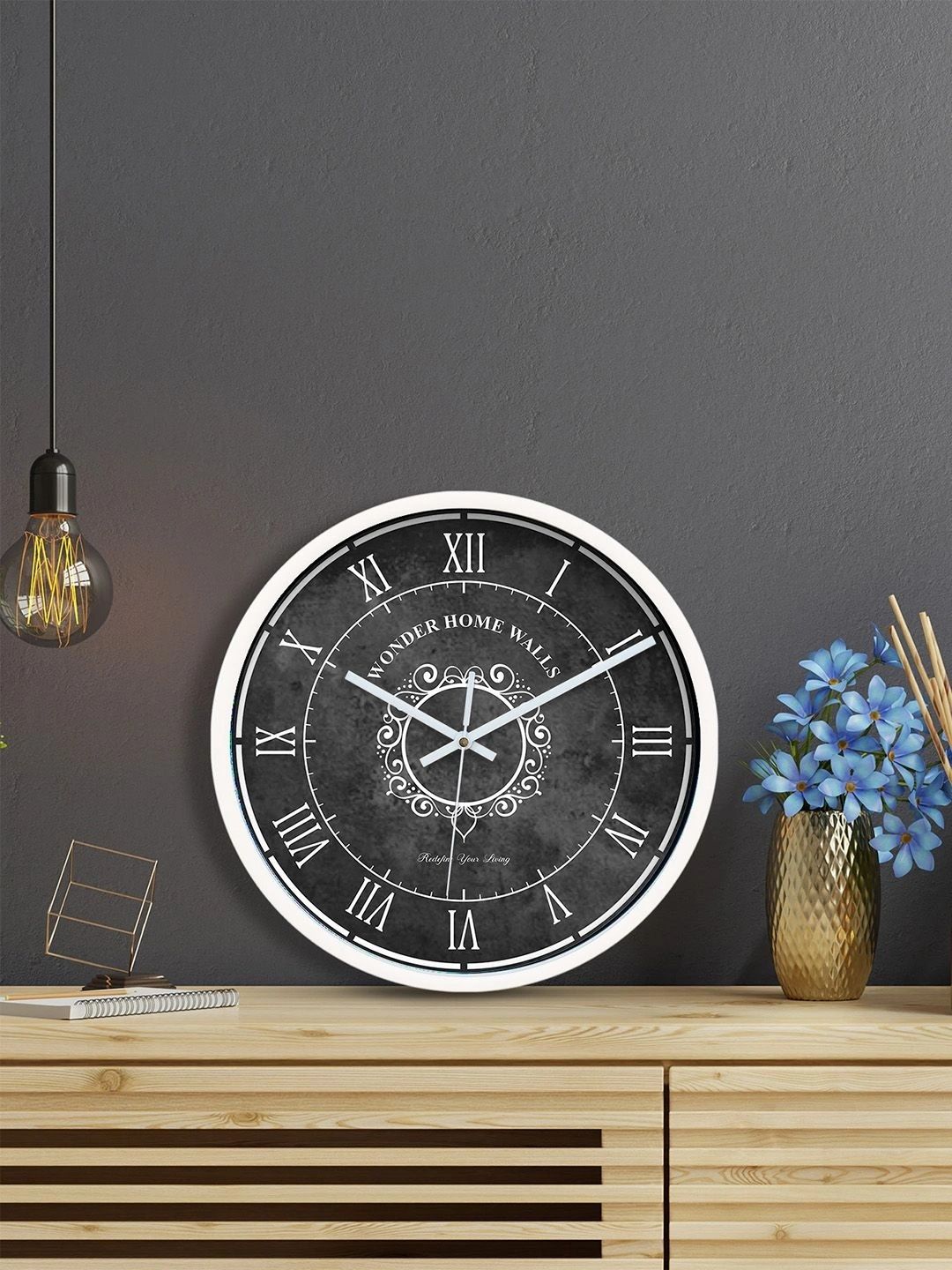 Wonder Home Walls Black Printed Contemporary Wall Clock-picture-27
