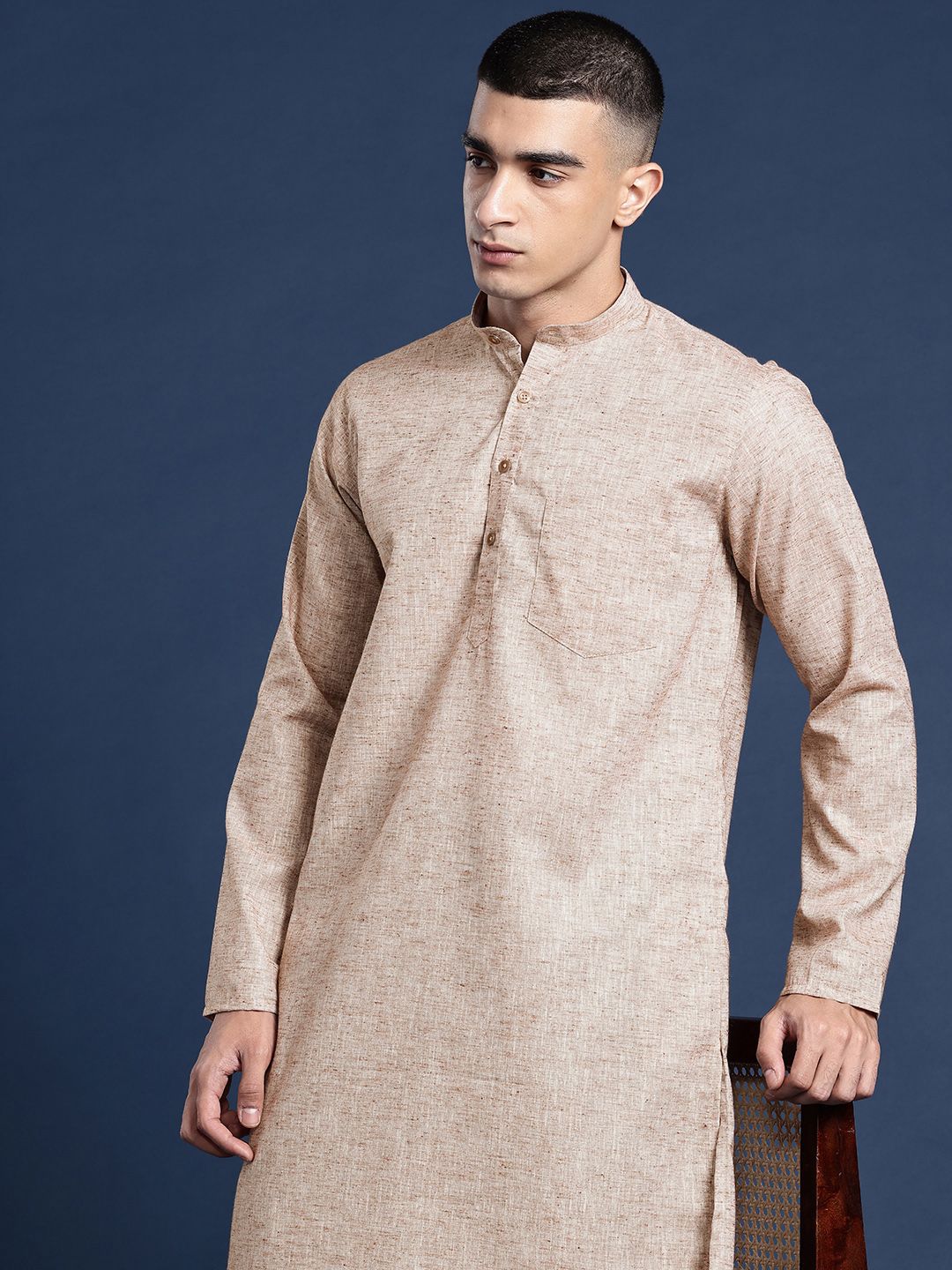 DIVISIVE Band Collar Straight Kurta-picture-36