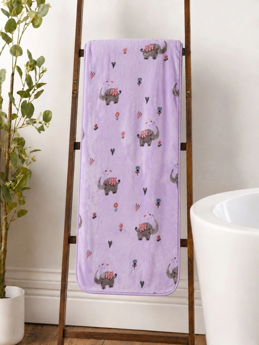 Thelittlebunny Purple 1 Printed Terry Cotton 300 GSM Bath Towel-picture-36