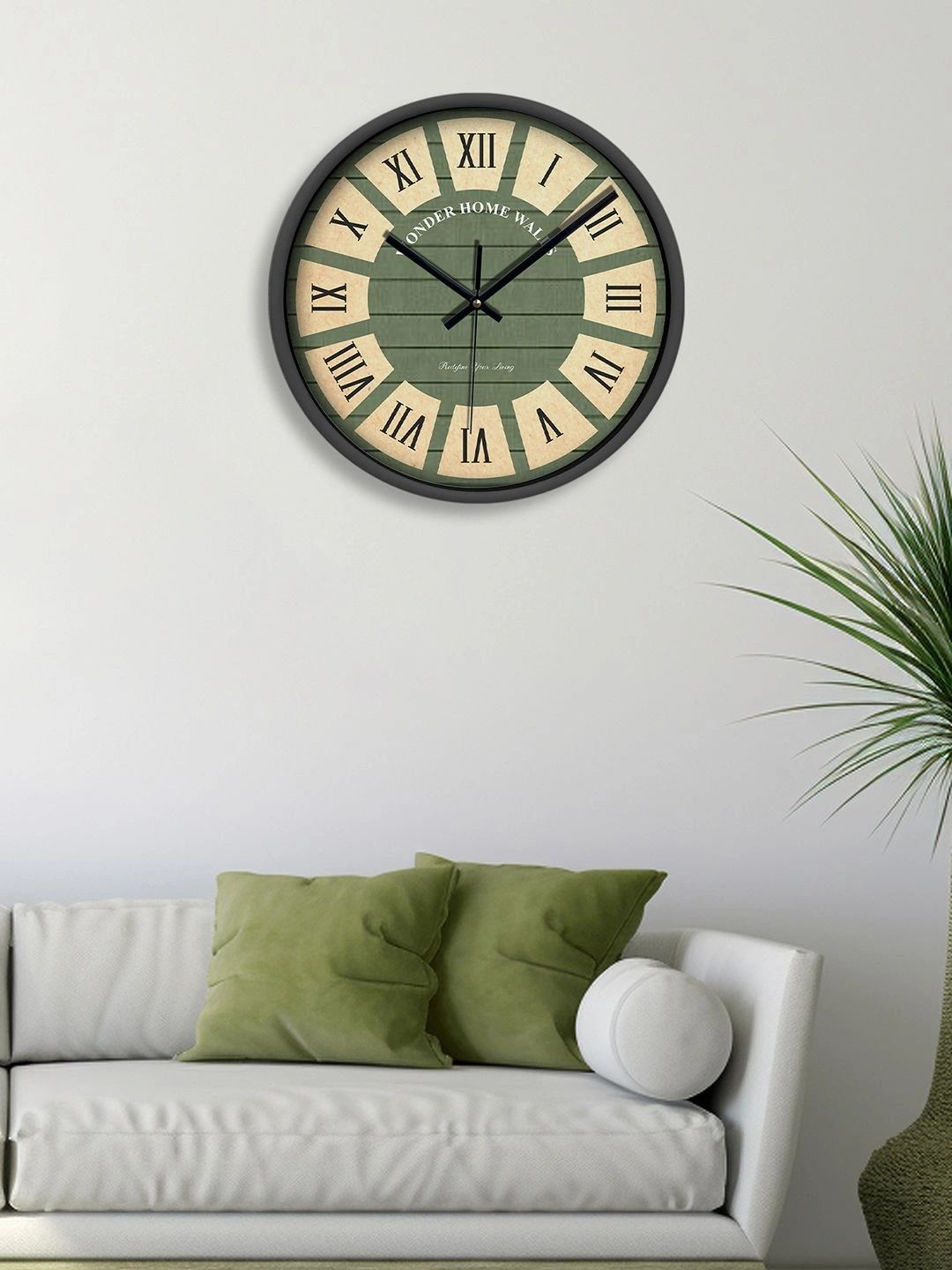 Wonder Home Walls Green & Beige Textured Traditional Wall Clock-picture-10