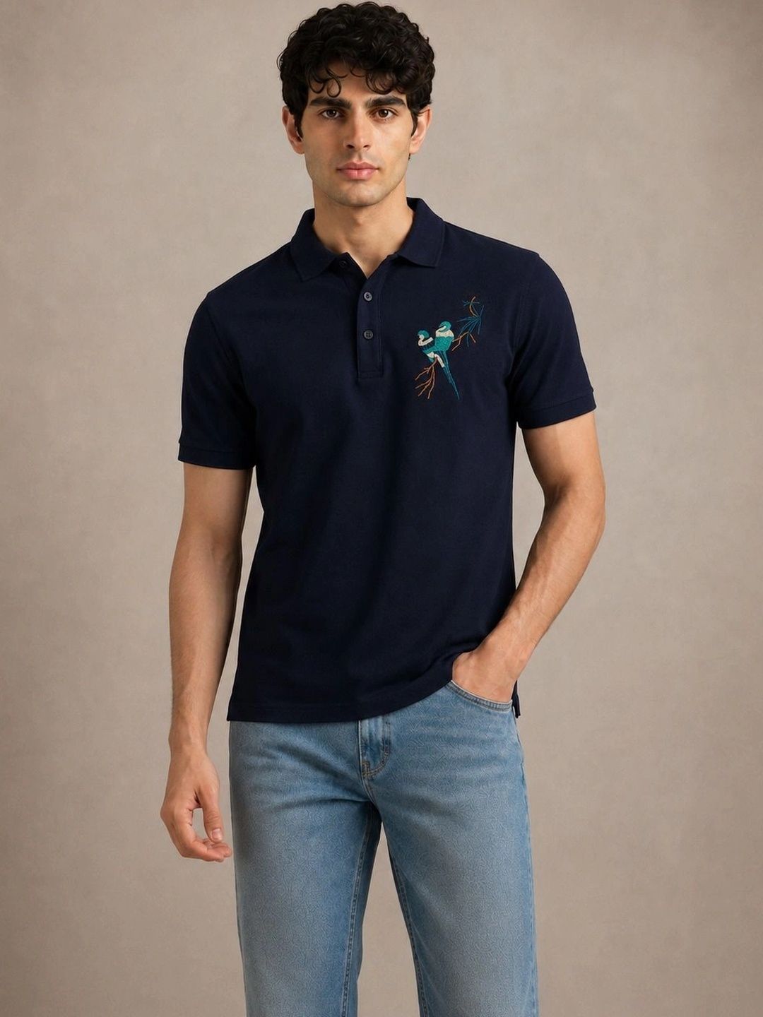 CHROVEL Men Embroidered Short Sleeves Polo Collar T-shirt-picture-37