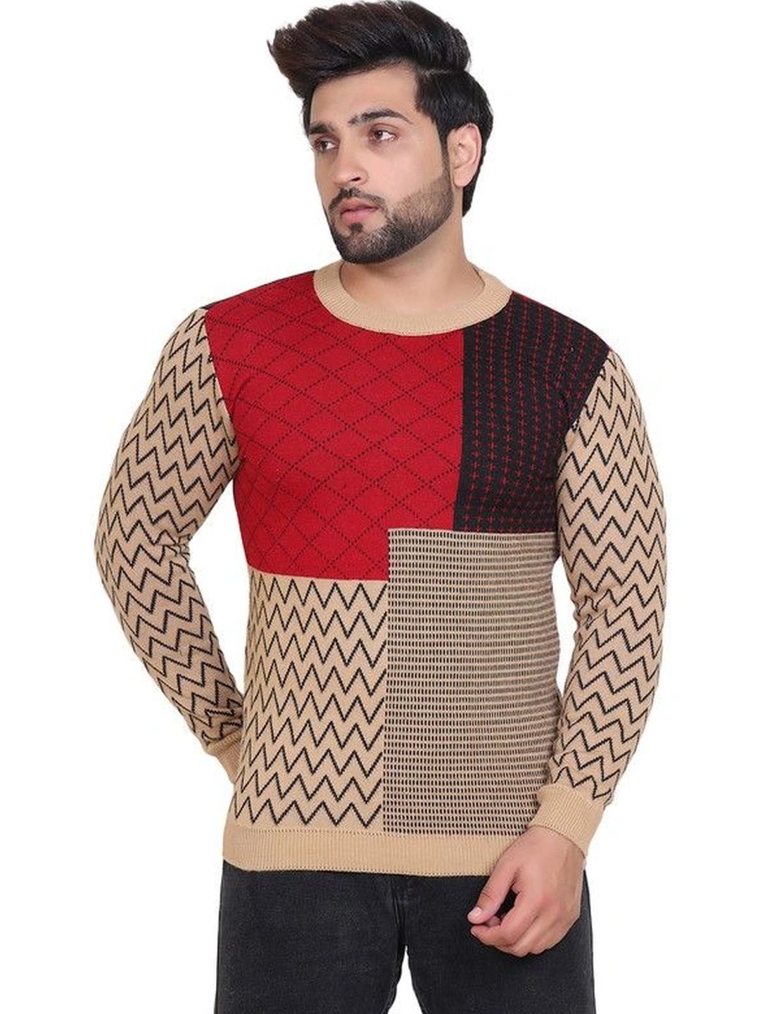 Grand Line Men Colourblocked Pullover-picture-50