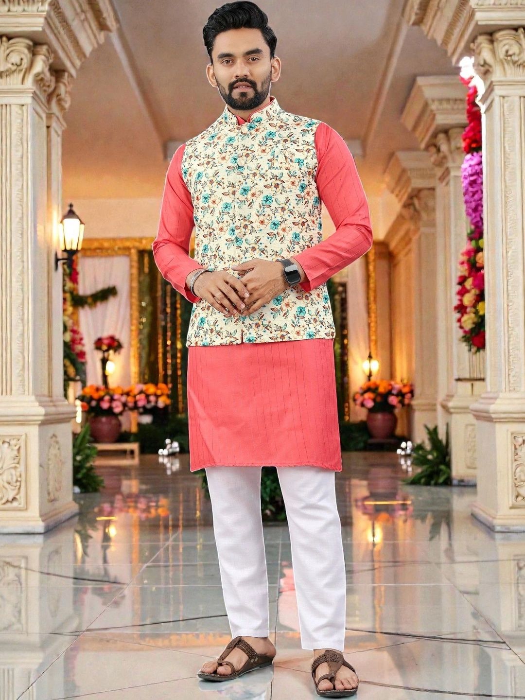 WELL TEX Men Striped Regular Pure Cotton Kurta With Trouser-picture-23