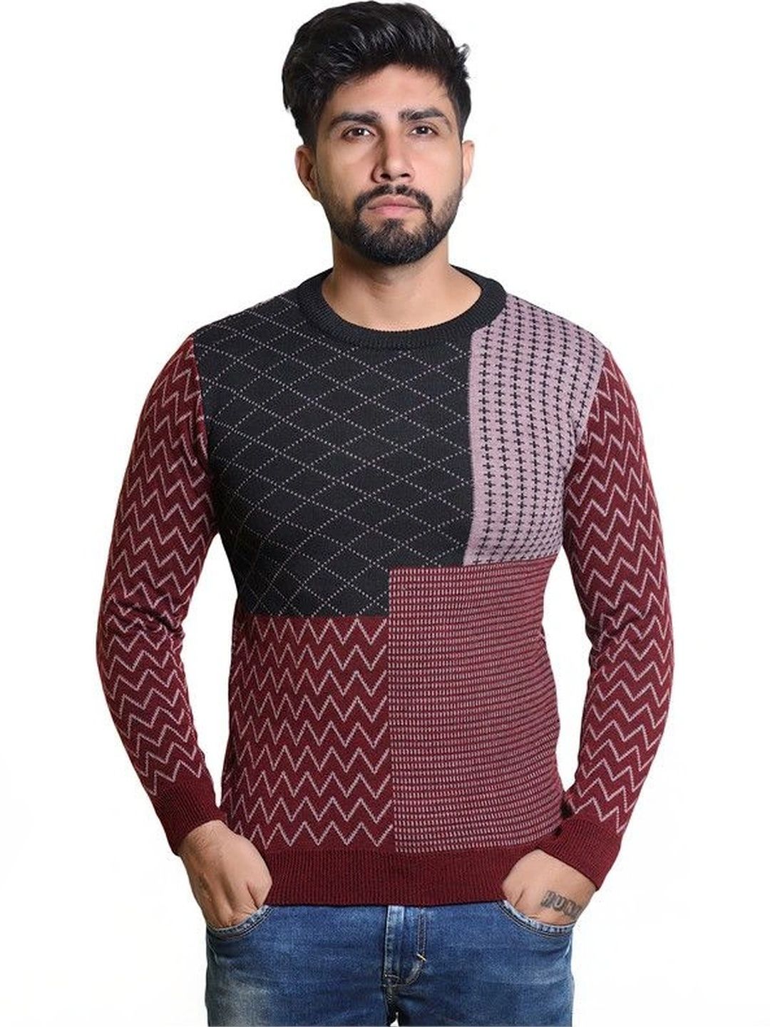Grand Line Men Colourblocked Pullover-picture-30