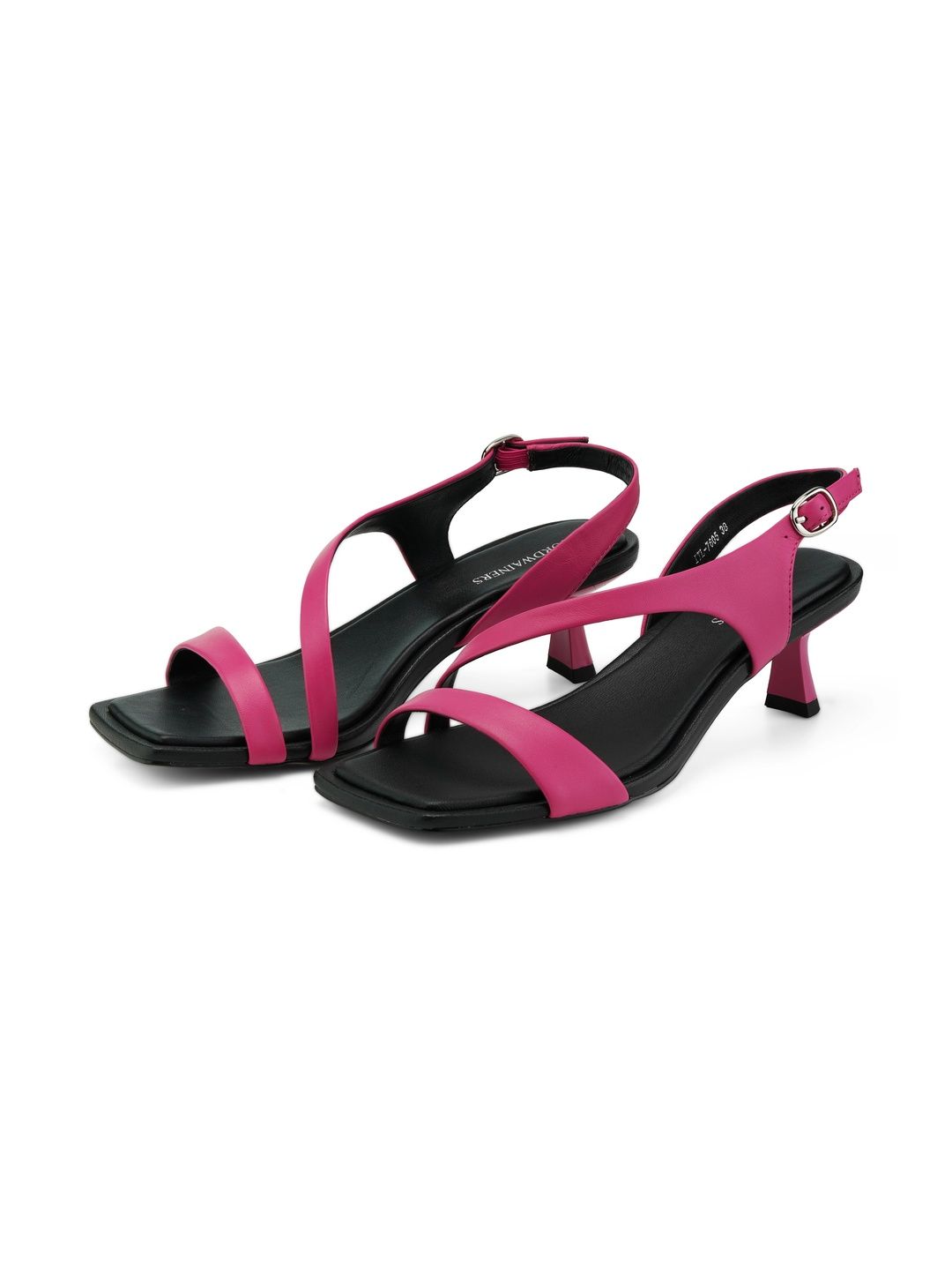 CORDWAINERS Leather Slim Heeled Sandals with Buckles-picture-45