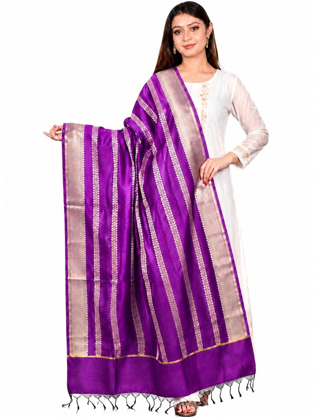The SDF India Ethnic Motifs Woven Design Art Silk Dupatta with Zari-picture-55