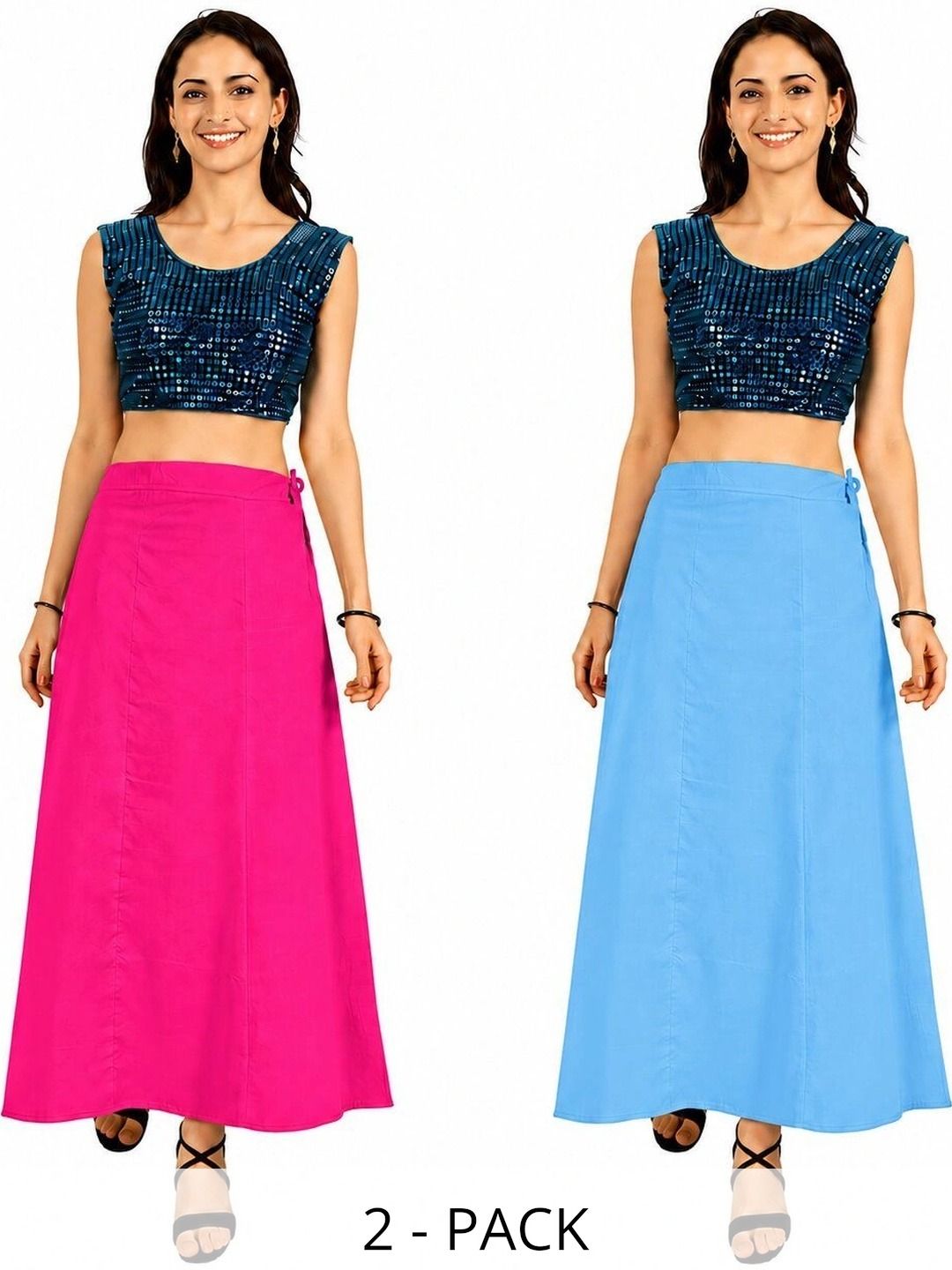 Preeti Creations Pack Of 2 Pure Cotton Seamless Saree Shapewear-picture-19