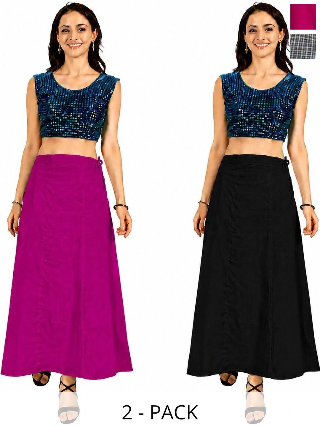 Preeti Creations Pack Of 2 Pure Cotton Seamless Saree Shapewear-picture-43
