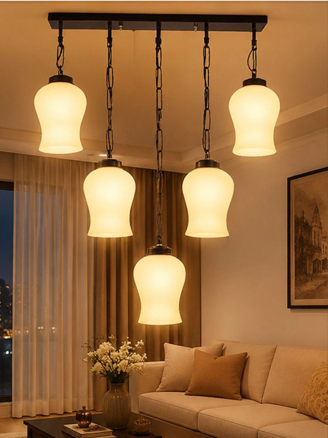 Myntra Elegant Homes Multicoloured Glass Contemporary Ceiling Lamp-picture-36