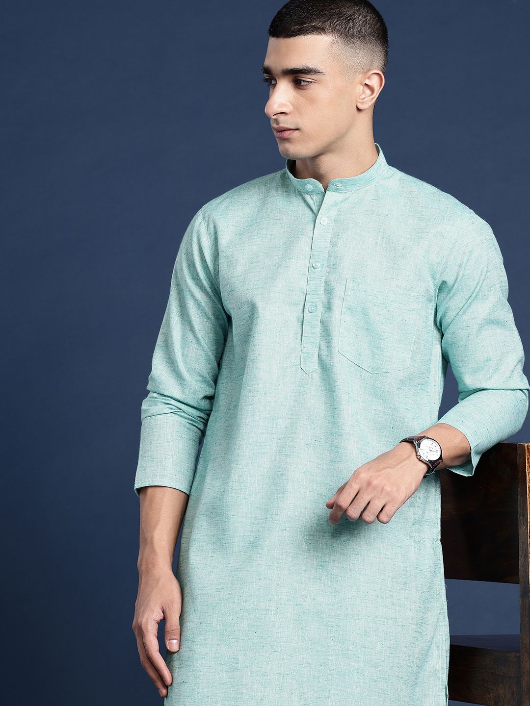 DIVISIVE Band Collar Straight Kurta-picture-33
