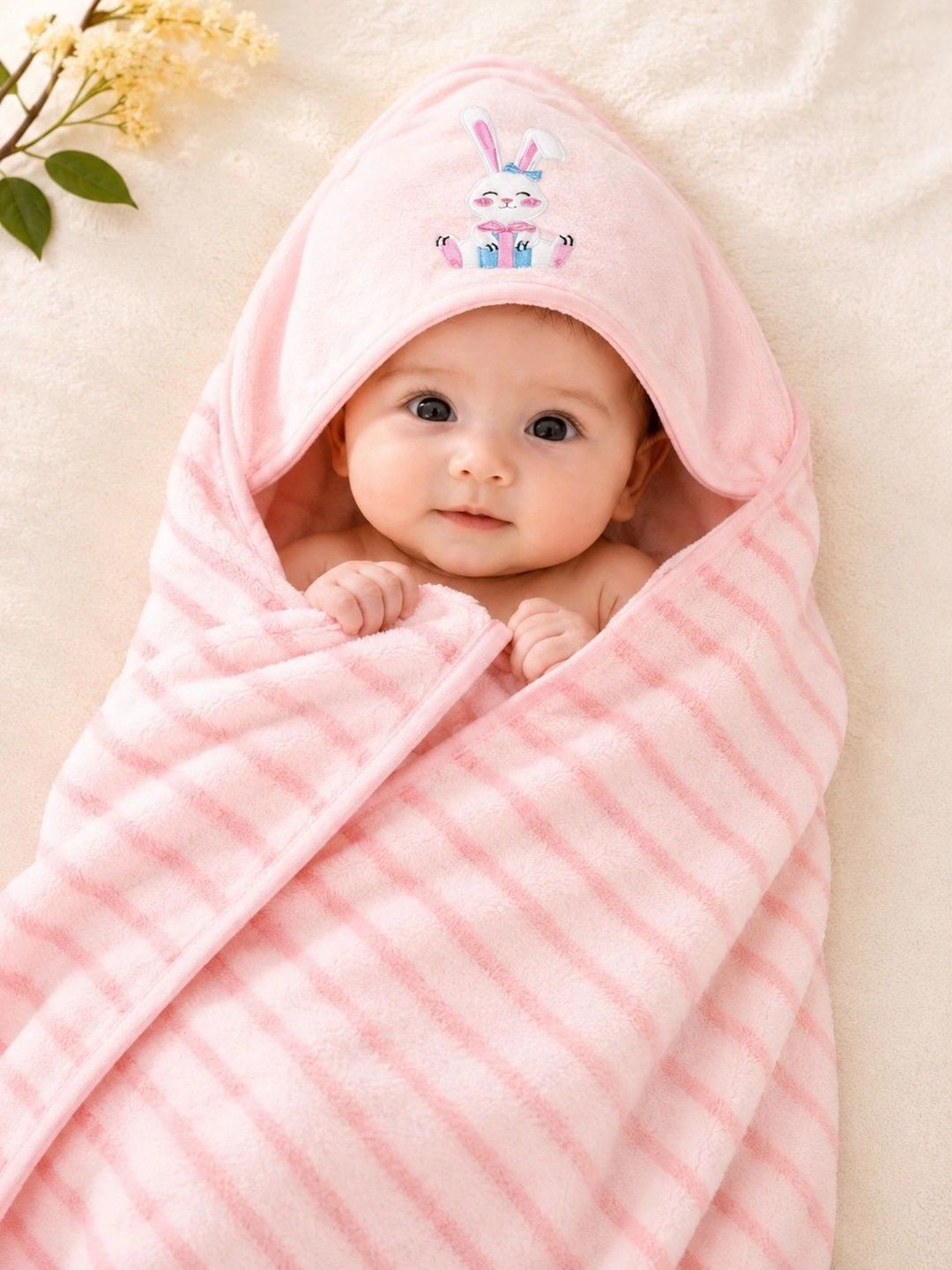 Thelittlebunny Pink 1 Striped Terry Cotton 300 GSM Bath Towel-picture-54