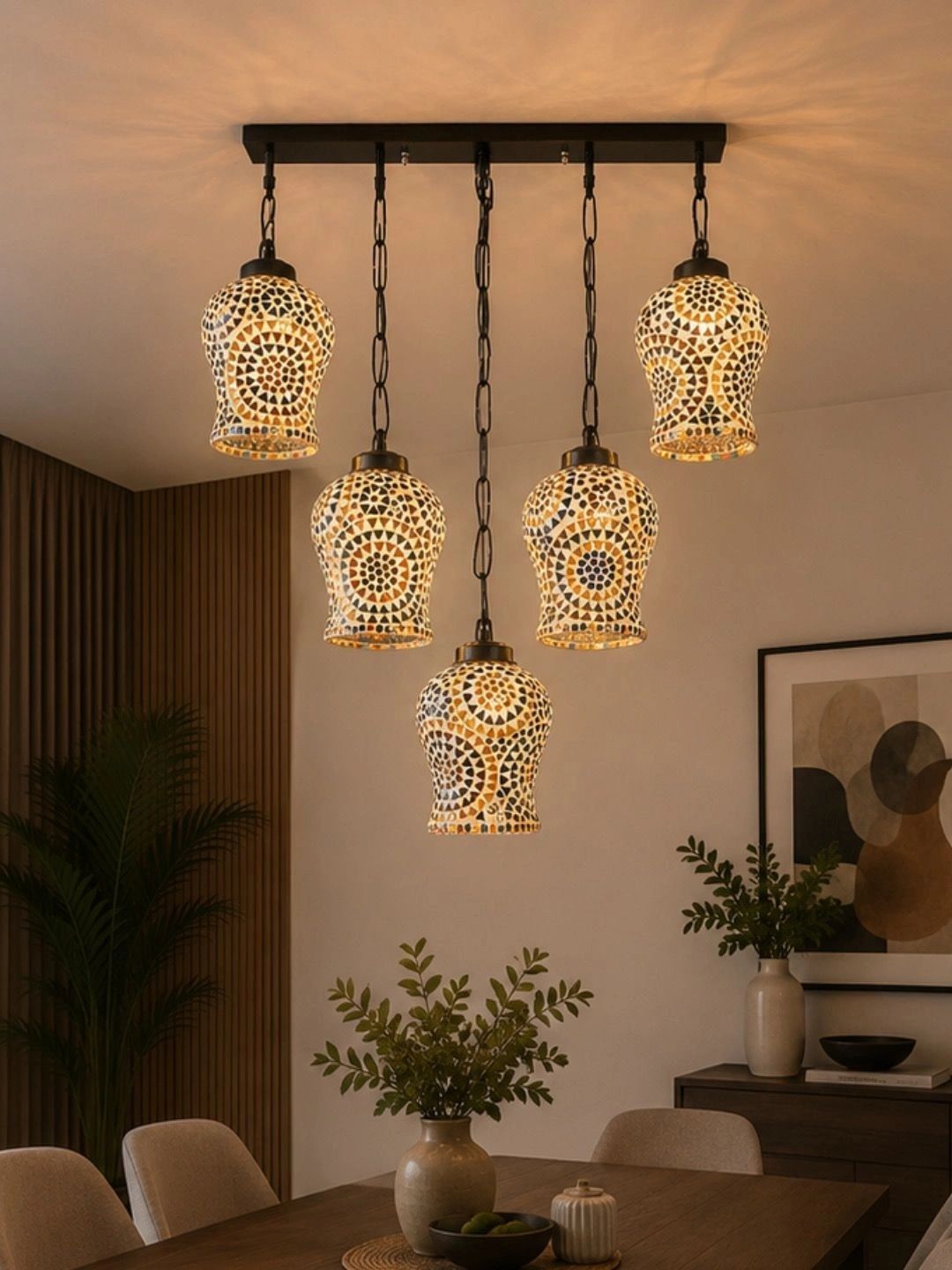 Myntra Elegant Homes Multicoloured Glass Ceiling Lamp-picture-41