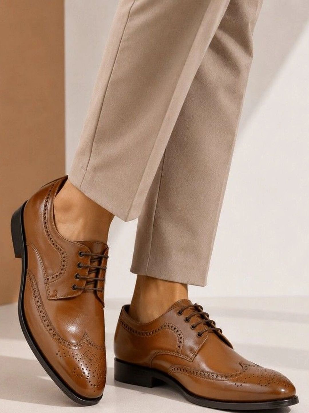 House of Pataudi Men Round Toe Lace-Ups Brogues Formal Shoes-image-12