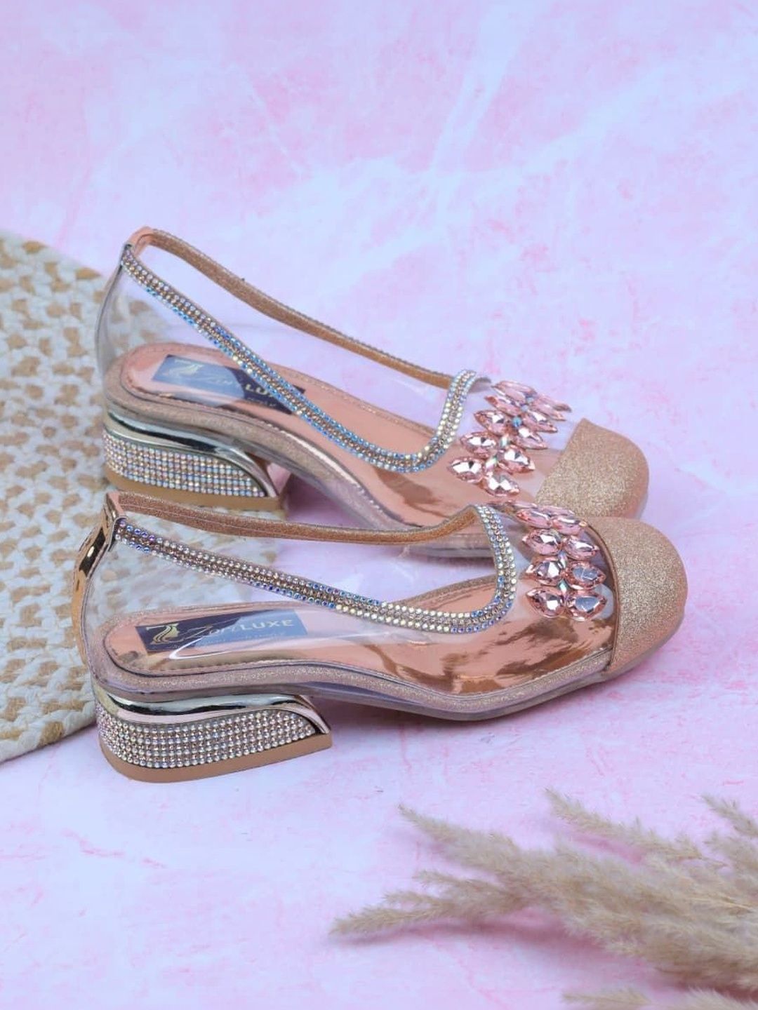 ZORILUXE Girls Embellished Ethnic Block Pumps-picture-58