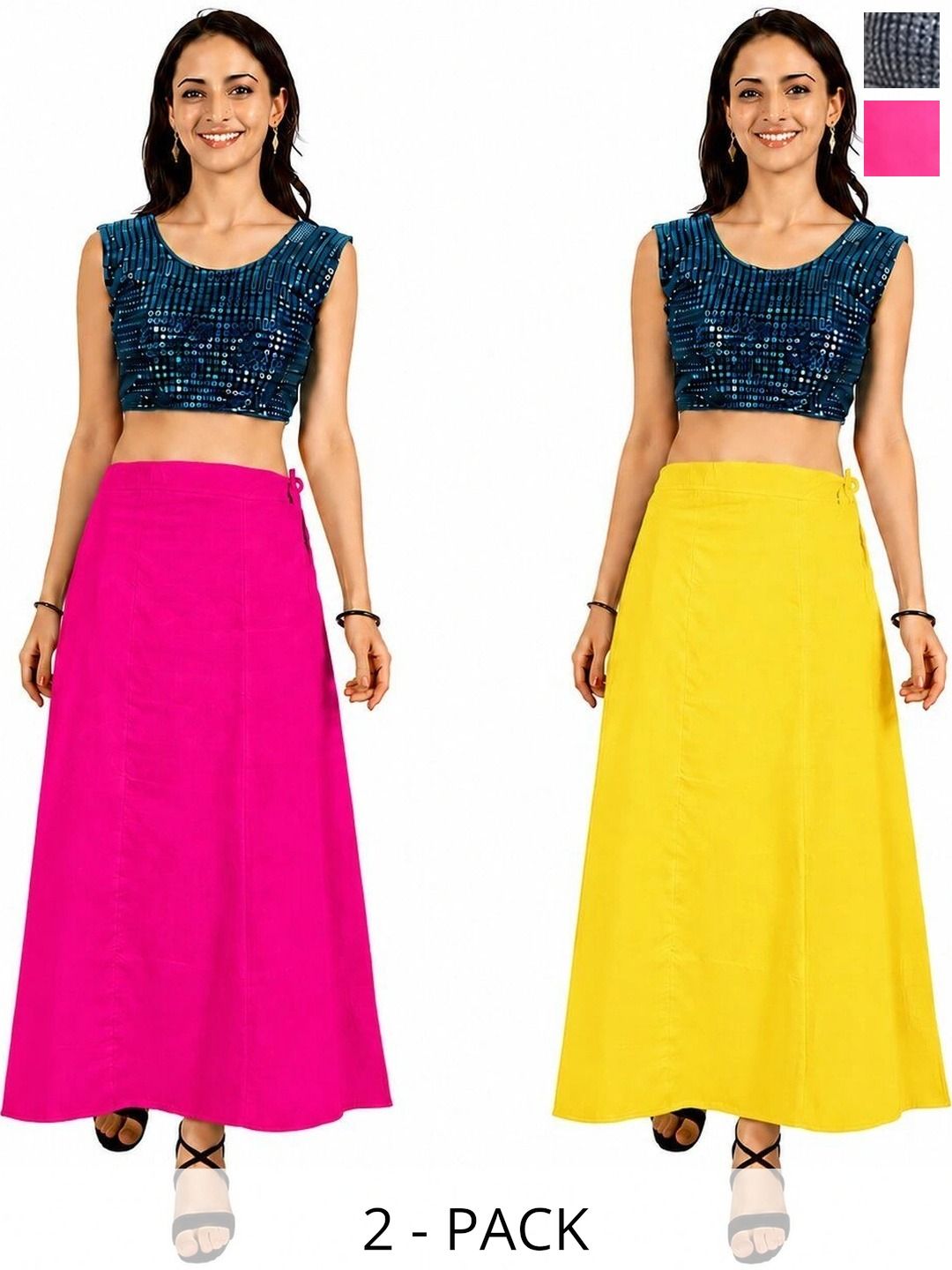 Preeti Creations Pack Of 2 Pure Cotton Seamless Saree Shapewear-picture-49