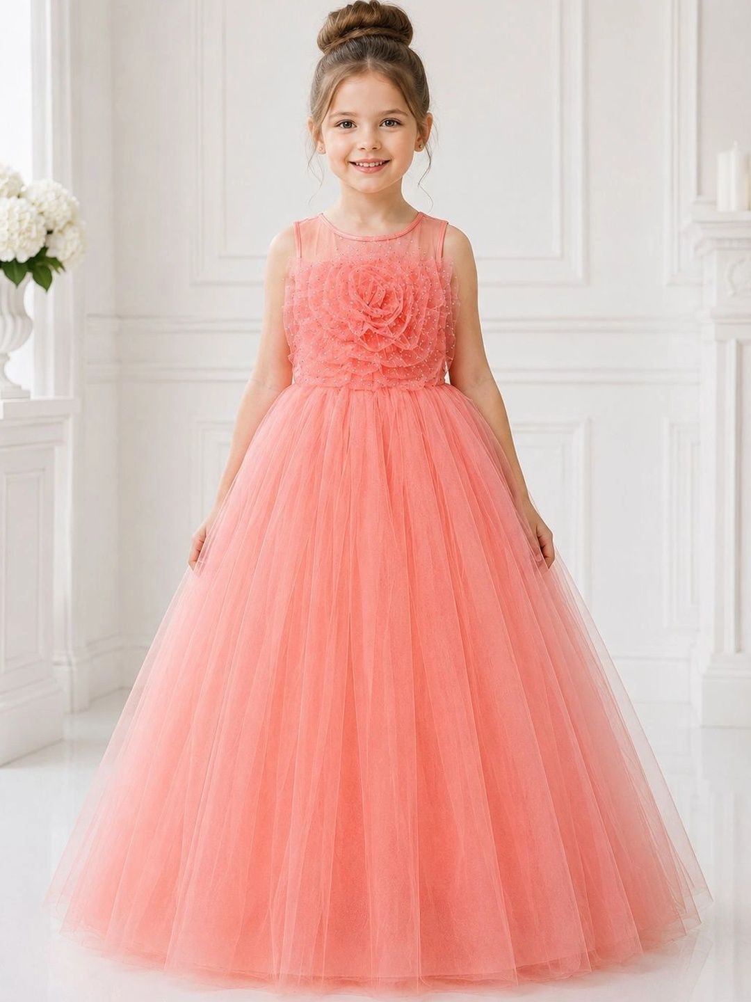 Toy Balloon kids Ruffled Net Maxi Dress-image-7