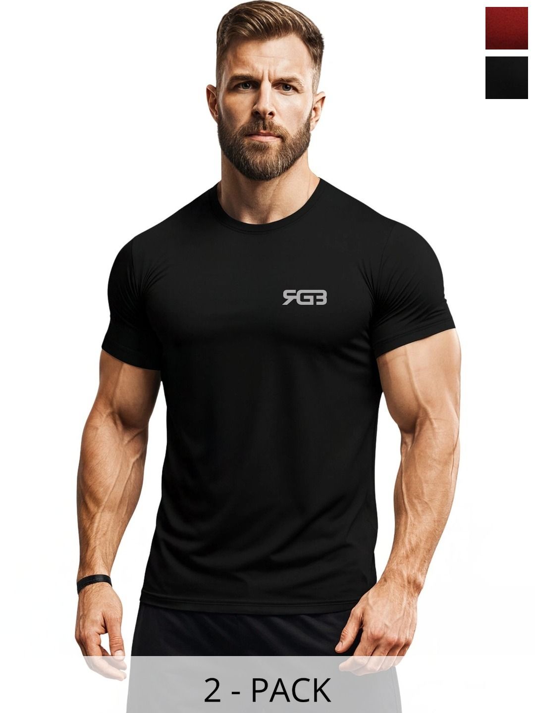 3Colors Men Brand Logo 2 Printed Moisture Wicking T-shirt-picture-19
