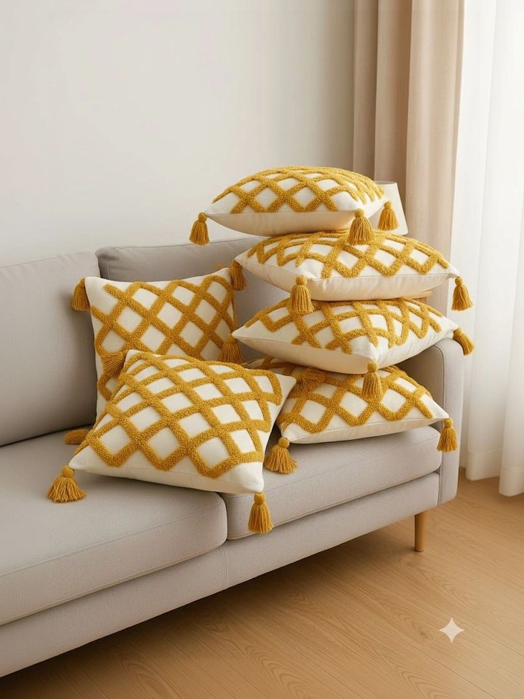 Sawariya Seth Decor Multicoloured Set of 5 Geometric Square Cushion Covers-picture-28