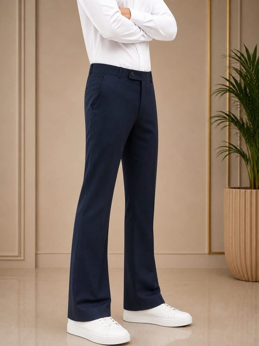 Akaz Men Tailored Flared Easy Wash Trousers-picture-58