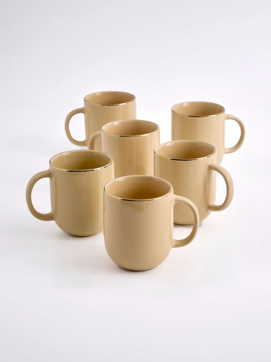 Home Centre Beige Solid Porcelain Glossy Mugs Set of Cups and Mugs-picture-31