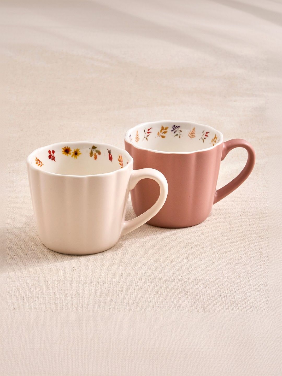 Home Centre Multicoloured Floral Printed Porcelain Matte Mugs Set of Cups and Mugs-picture-34