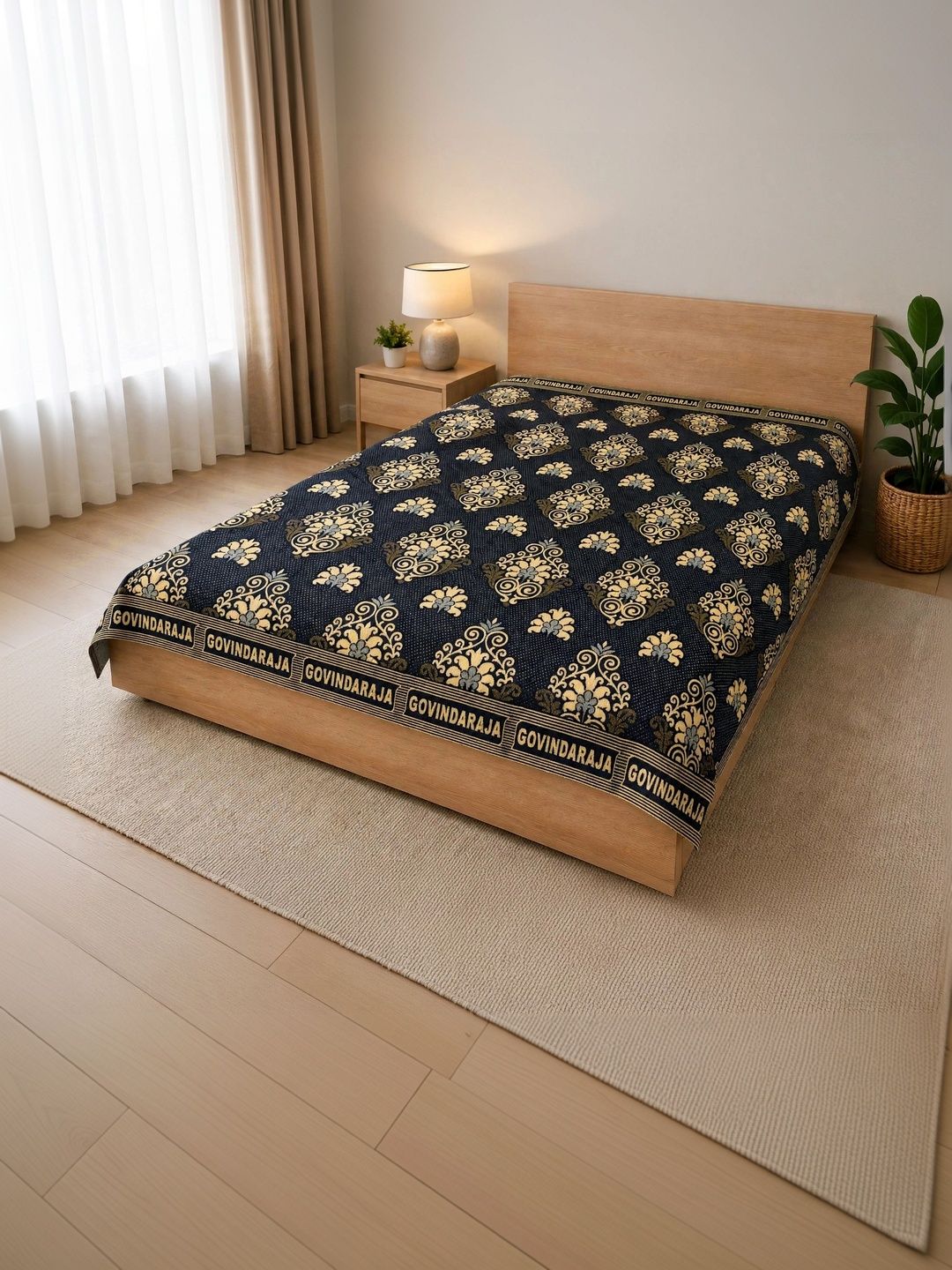 TUNI MANI Blue Floral AC Room 300 GSM Blanket-picture-13