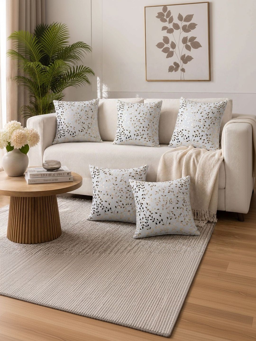 TANLOOMS White Set of 5 Velvet Square Cushion Covers-picture-44