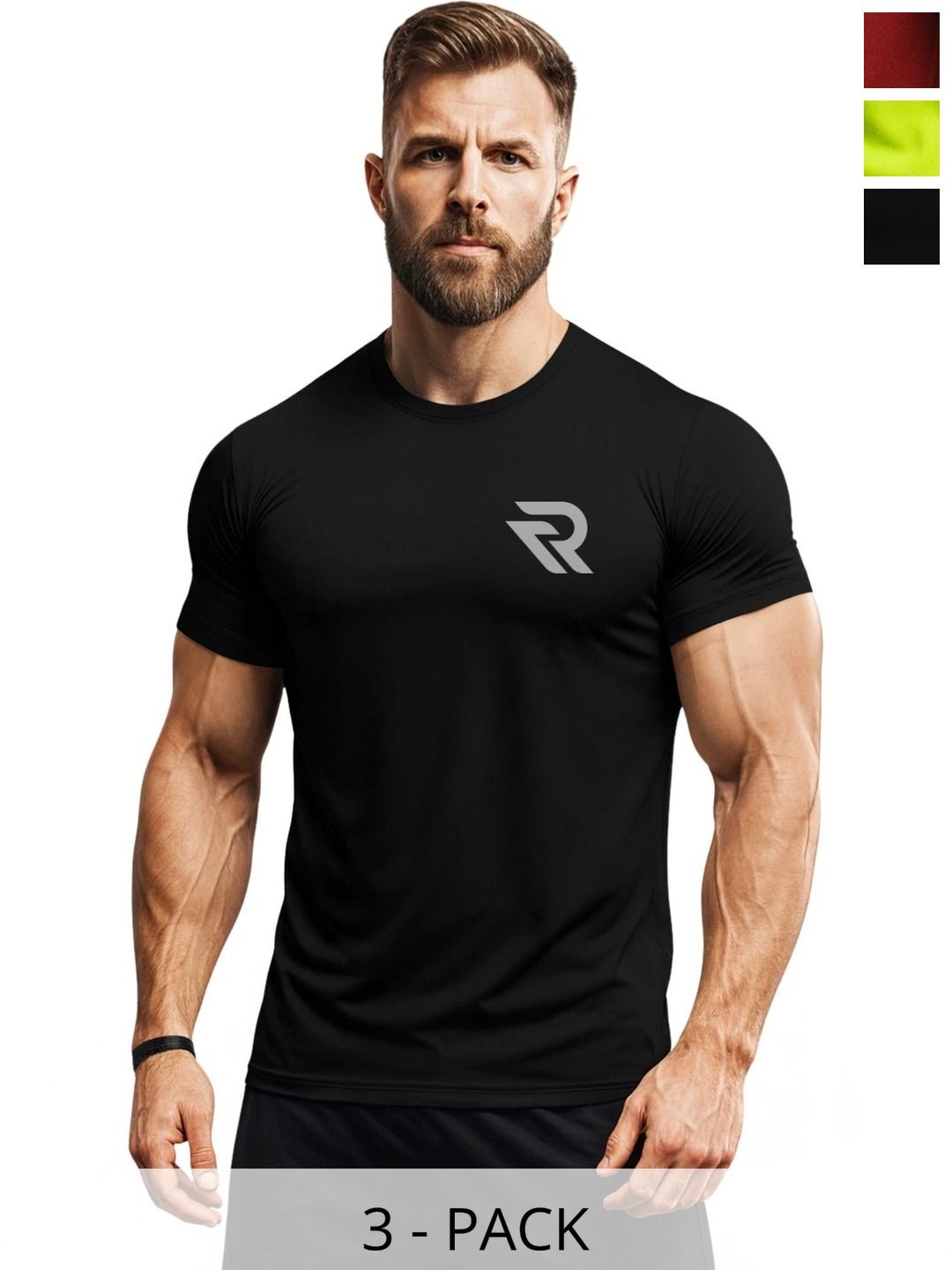 3Colors Men Brand Logo 3 Printed Moisture Wicking T-shirt-picture-7
