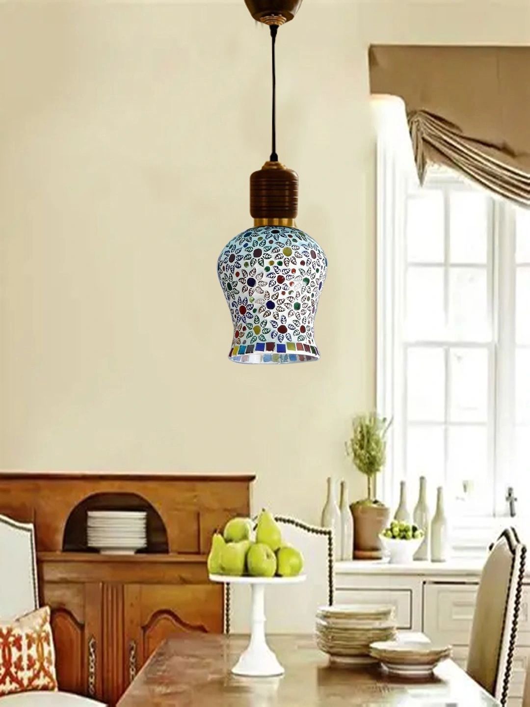 Myntra Elegant Homes Multicoloured Printed Glass Ceiling Lamp-picture-33